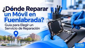 Reparación de móviles en Fuenlabrada – técnico reparando un smartphone con herramientas profesionales.